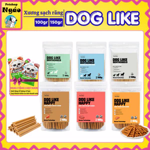 Xương Gặm Sạch Răng Dog Like Dentashield & Happy Jerky Thịt Sấy Cho Cún (100g/150g)