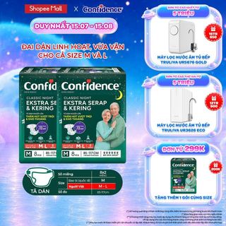 Combo 2 Tã dán ngưới lớn Confidence Thấm Hút Vượt Trội & Khô Thoáng M-L 8M/L-XL 7M