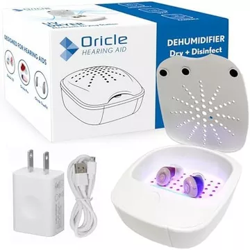 Máy sấy & Amp máy trợ thính UV; Hộp khử trùng có nhiệt độ nhẹ nhàng và đèn UV-C | hút ẩm điện tử cầm tay | Loại bỏ mồ hôi & Amp; Độ ẩm từ máy trợ thính, chạy bằng USB
