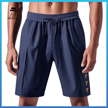 Quần Short Nam Frolada Quần Short Nam Giữa Tầng Quần Short Nam Giữa Tầng Eo Co Giãn Quần Short Đi Biển Hawaii Có Dây Rút Có Thể Điều Chỉnh Nút Trang Trí – Mùa Hè Nhẹ Cho Du Lịch