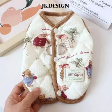 JKDESIGN Quần áo cho chó cưng, có áo khoác nhung Quần áo mèo Áo khoác gấu bông, Đồ dùng cho thú cưng thời trang Mùa đông ấm áp Thỏ dễ thương in quần áo chó con Áo Vest Quà tặng mùa đông
