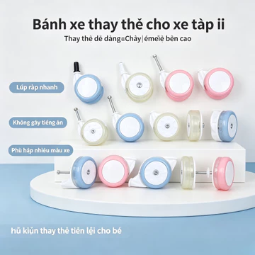 Bánh xe cho xe tập đi, đệm ghế cho xe tập đi, phụ kiện xe tập đi PU đa năng
