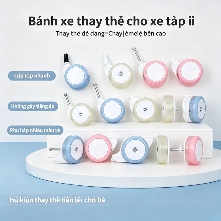 Bánh xe cho xe tập đi, đệm ghế cho xe tập đi, phụ kiện xe tập đi PU đa năng
