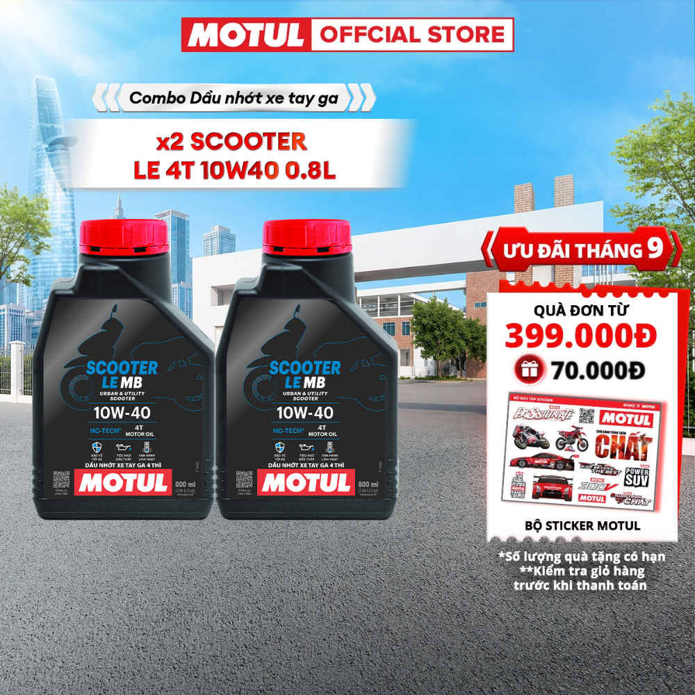 Combo 2 Dầu nhớt xe tay ga MOTUL SCOOTER LE 4T 10W40 0.8L