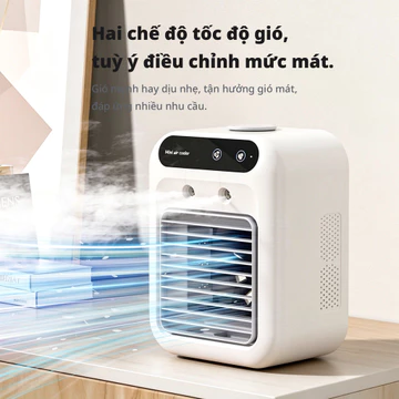 Quạt phun sương mini sạc được, bình nước 500ml, pin 1800mAh, 2 tốc độ gió, bộ sạc loại C, máy phun sương lạnh