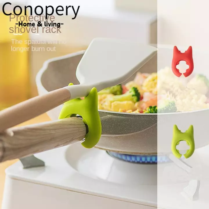 CONOPERY Chảo Bên Muỗng Kẹp, Dụng Cụ Nấu Ăn Chịu Nhiệt Muỗng Giá Đỡ, Tiện Ích Gia Đình Chống bỏng Tiện Ích Xẻng Cố Định Kẹp Nhà Bếp Dụng Cụ Gia Đình