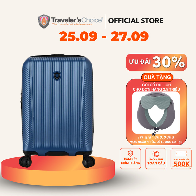 [25.9 - 27.9 | Quà gối cổ] Vali kéo Blue Note - Vali Traveler's Choice bảo hành chính hãng quốc tế