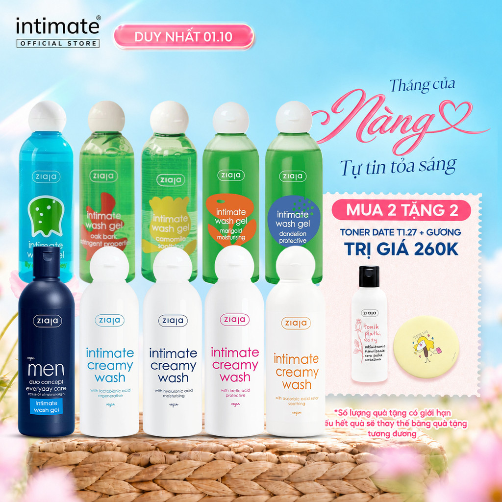 Dung Dịch Vệ Sinh Phụ Nữ Intimate ZIAJA Xuất Xứ Ba Lan Giúp Dưỡng Ẩm, Khử Mùi, Se Khít Dung Tích 200ml