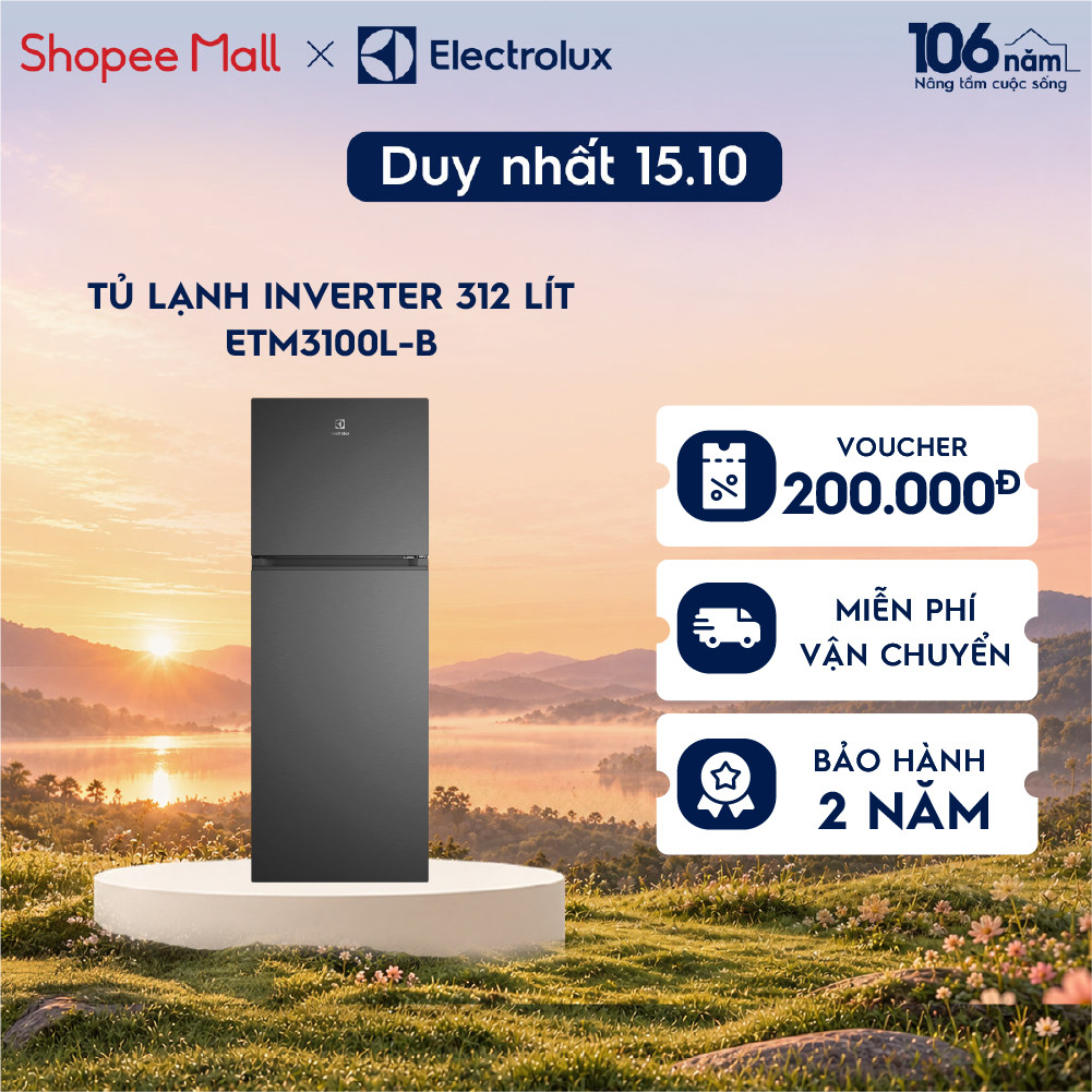 Tủ lạnh Electrolux AI ngăn đá trên 312L Series 700 Đen nhám ETM3100L-B - Ngăn đông mềm, AI Autosense