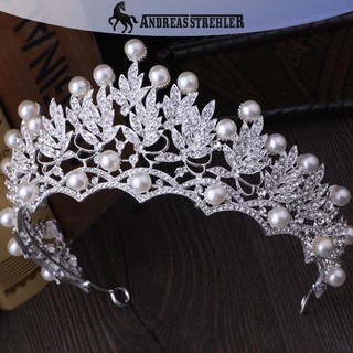 Onetimingfine 2019 Thời Trang Mới Cưới Pha Lê Ngọc Trai Vương Miện Kim Cương Giả Tiara Cô Dâu Băng Đô Quấn Tóc VN