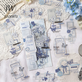 JIANWU Kính Thư Dòng Vintage Bướm Hoa Phong Cảnh Chất Liệu Cắt Dán PET Nhãn Dán Sáng Tạo Tạp Chí Văn Phòng Phẩm
