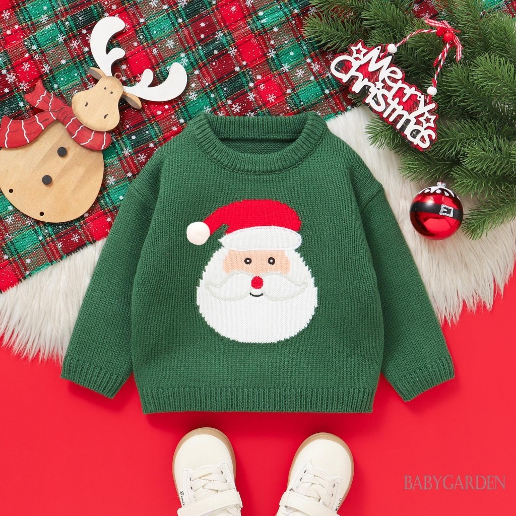 Tập Đi Bé Trai Bé Gái Áo Len Giáng Sinh Tay Dài Cổ Tròn Ông Già Noel / Nai Sừng Tấm Áo Len Mùa Đông Ấm Áp Quần Áo