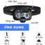 Đèn pin đội đầu siêu sáng cảm ứng bằng tay 1 bóng LED, chống thấm nước IPX6, đèn đeo trán cảm biến pin trâu