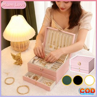 Hộp Đựng Đồ Trang Sức 3 Tầng Lót Nhung,Có Khoá Bảo Mật,Thiết Kế Đa Ngăn Thông Minh,QDa PU Cao Cấp