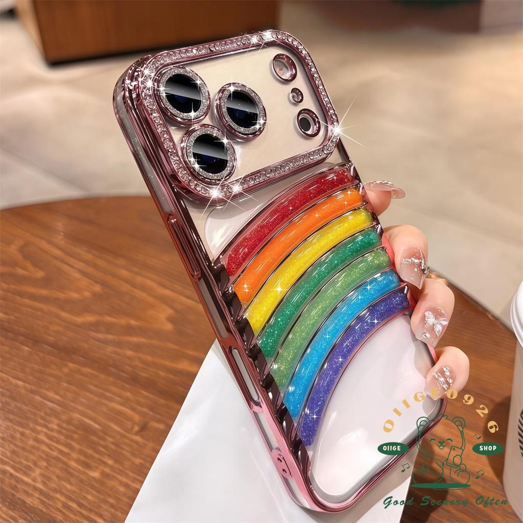 【 Ốp lưng iPhone17 】 Vỏ điện thoại cầu vồng cát lún kim cương iphone17 Pro Max 16 15 14 13 cho vỏ iPhone Vỏ mềm silicon TPU chống sốc