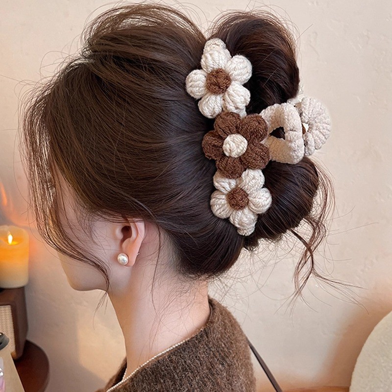 Kẹp Tóc Nơ Màu Cà Phê Thu Đông Sang Trọng Kẹp Tóc Nữ