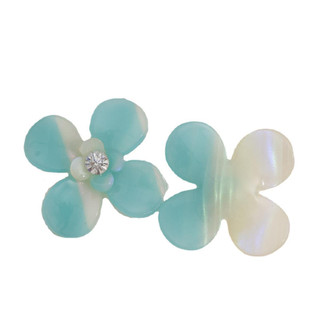 Kẹp tóc hai lớp bốn cánh nhỏ acetate có kim cương sáng, phụ kiện trang sức DIY dành cho nữ