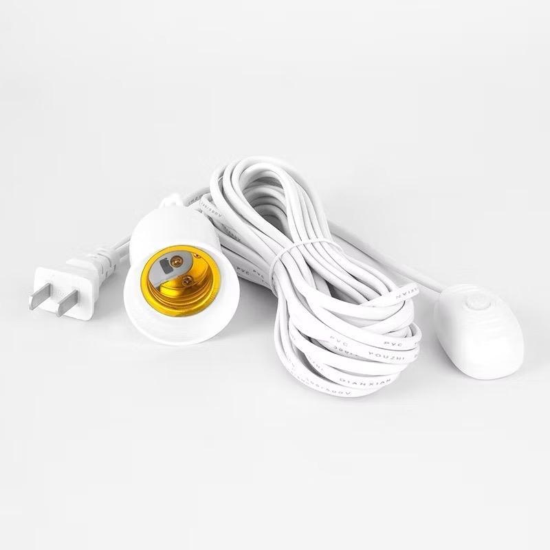 Đui đèn liền dây E27 có móc treo công tắc liền phích cắm chống vỡ , Dây điện kèm đui chịu nhiệt chịu mưa