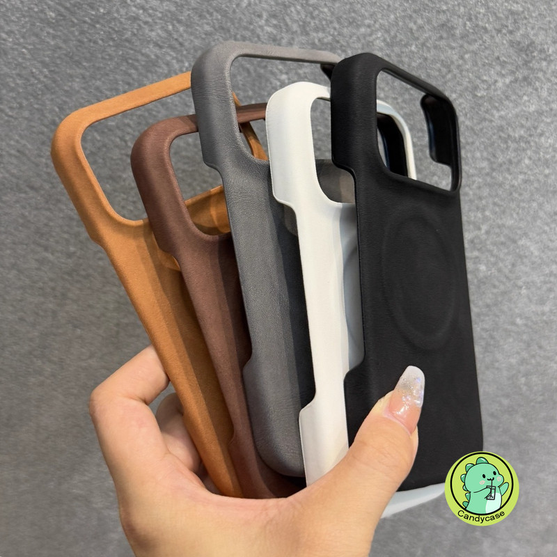 Ốp Điện Thoại Từ Tính Da PU Nhung Cho iPhone 17 Pro Max Air 16 15 14 Pro Max Plus 17ProMax 16ProMax Vỏ Sang Trọng Dễ Thương Đơn Giản Kinh Doanh Vỏ Sạc Không Dây Chống Sốc