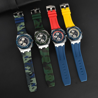 Đồng hồ nam mới Quarz Công sở Giải trí Thời trang Full Chức năng Chronograph Đồng hồ đeo tay Dây đeo silicon