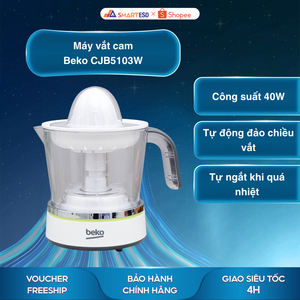 Máy vắt cam Beko CJB5103W - 2 đầu vắt - Cônng suất 40W - Bảo hành chính hãng 12 tháng [Hỏa tốc Hcm]