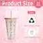 Luckyew Kawaii Chai Nước Thẩm Mỹ Tumbler Cho Đá Cà Phê Nước ép Trà Nơ Dễ Thương Cốc Nhựa Có Nắp Ống Hút Chai Uống Di Động TQ
