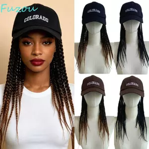 Mũ bóng chày màu đen FUJIZOU có Dreadlocks, Mũ che nắng Punk Tóc giả bện có mũ, Tóc nối dài tiện lợi Bộ tóc dài bện bẩn Mũ Hip Hop mặc hàng ngày
