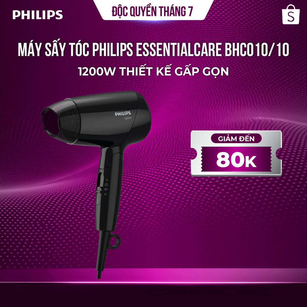 Máy sấy tóc Philips BHC010/10 1200W – nhỏ, gập gọn, sấy nhẹ nhàng