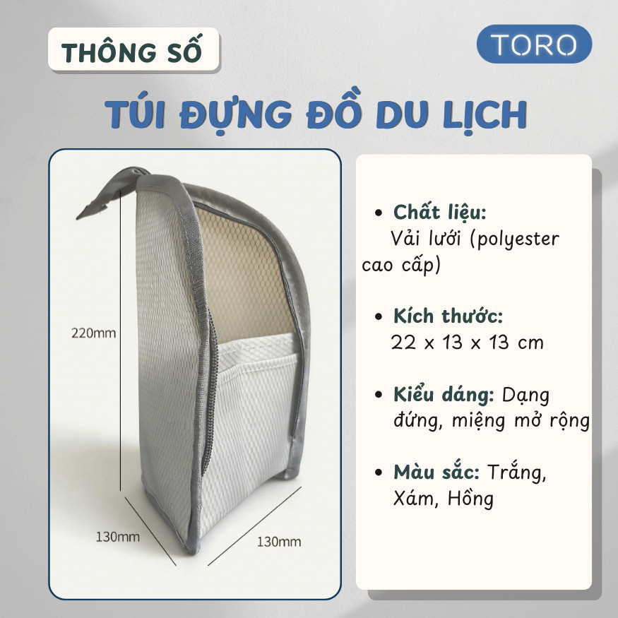 Túi Đựng Mỹ Phẩm Du Lịch Gấp Gọn HOMIE, Túi Lưới Đựng Đồ Cá Nhân Chống Nước, Dạng Đứng Tiện Lợi