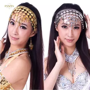 PNPIA- Nữ Bụng Khiêu Vũ Phụ Kiện Trang Phục Nhảy Múa Đồng Xu Kim Sa Lấp Lánh Tóc s