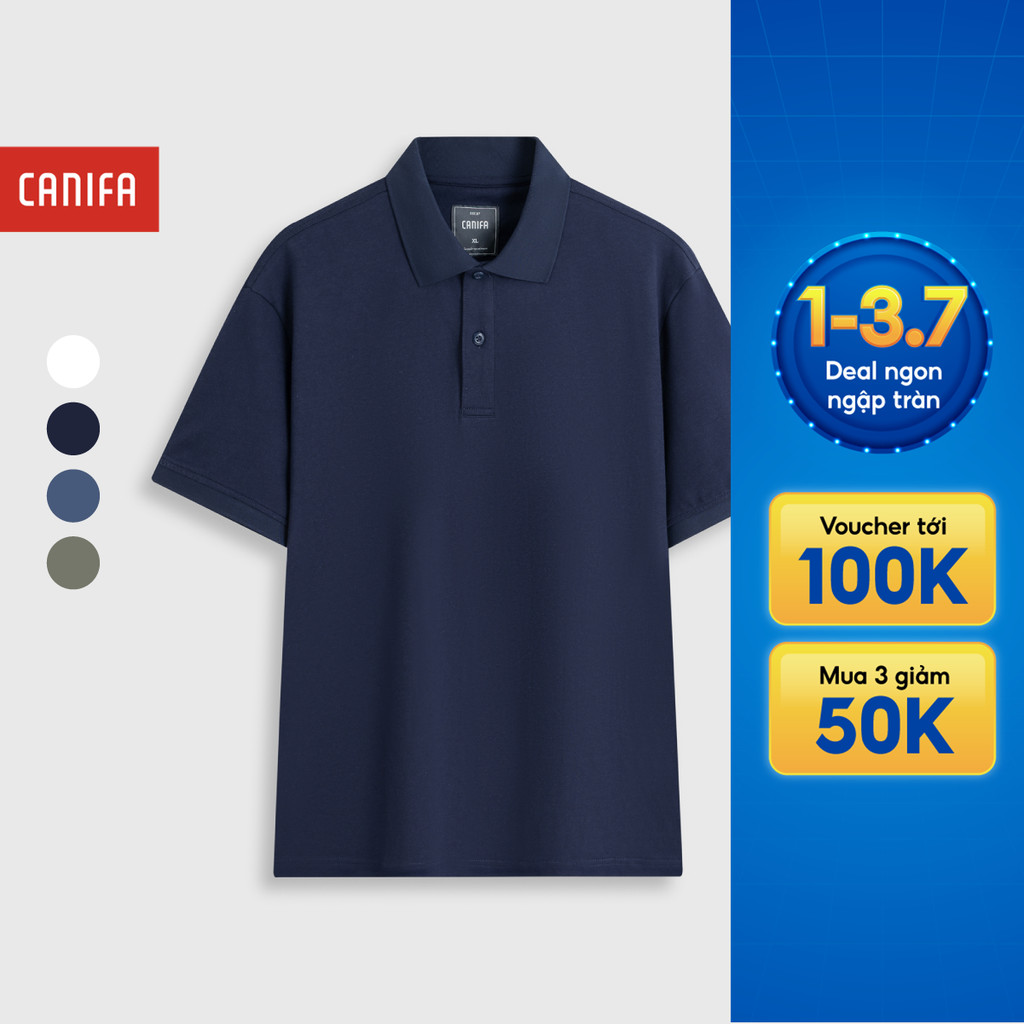 Áo polo nam CANIFA cổ bẻ form regular basic cộc tay 100% cotton mềm mại thoáng khí 8TP26S015