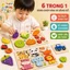 Trò Chơi Ghép Hình 3D Gỗ 6 Trong 1 Phát Triển Trí Tuệ Cho Trẻ 0-3 Tuổi Hình Trái Cây Rau Củ Động Vật