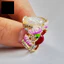 Một thế giới| Phụ Nữ Thanh Lịch Kim Cương Giả Opal Kẻ Sọc Hoa Sen Nhẫn Trang Sức Dự Tiệc
