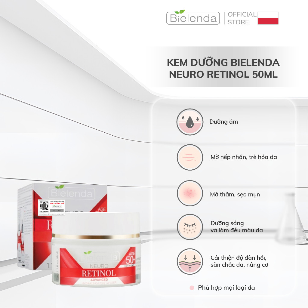 Kem dưỡng Bielenda Neuro Retinol trẻ hoá, nâng cơ, chống lão hoá 50ml