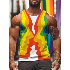 Áo tăng nam Rainbow 3D, Áo Vest thường ngày đường phố mùa hè, không tay mềm thoáng khí cho thể thao