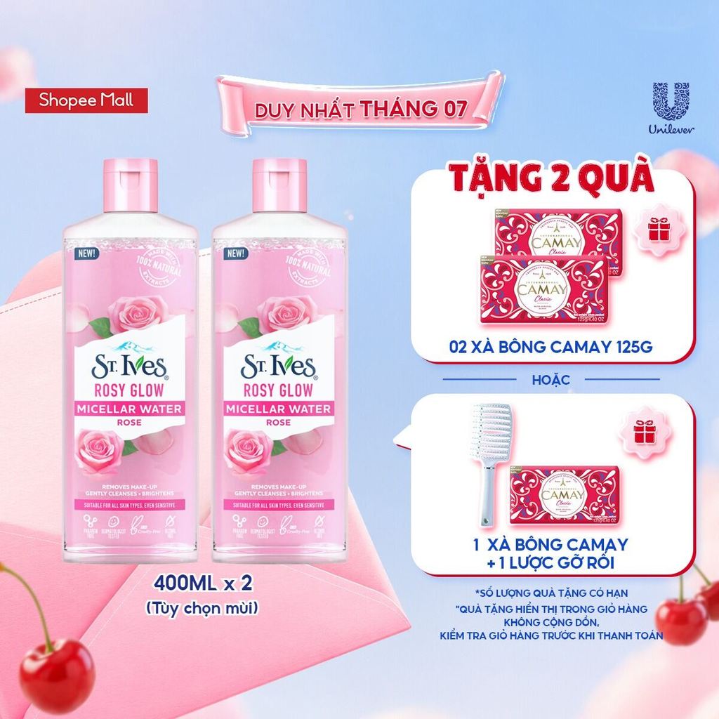 [SẢN PHẨM MỚI] Combo 02 Nước tẩy trang St.ives Micella 400ml (Tùy chọn)