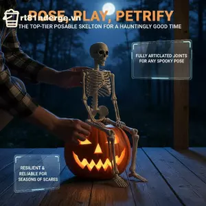 GE Halloween Thực Tế Bộ Xương Trang Trí Có Thể Phối Khớp Đầu Lâu Xương Người Đáng Sợ Chống Đỡ Cho Tiệc Gia Đình Ngôi Nhà Ma Ám Trong Nhà Sử Dụng Ngoài Trời VN