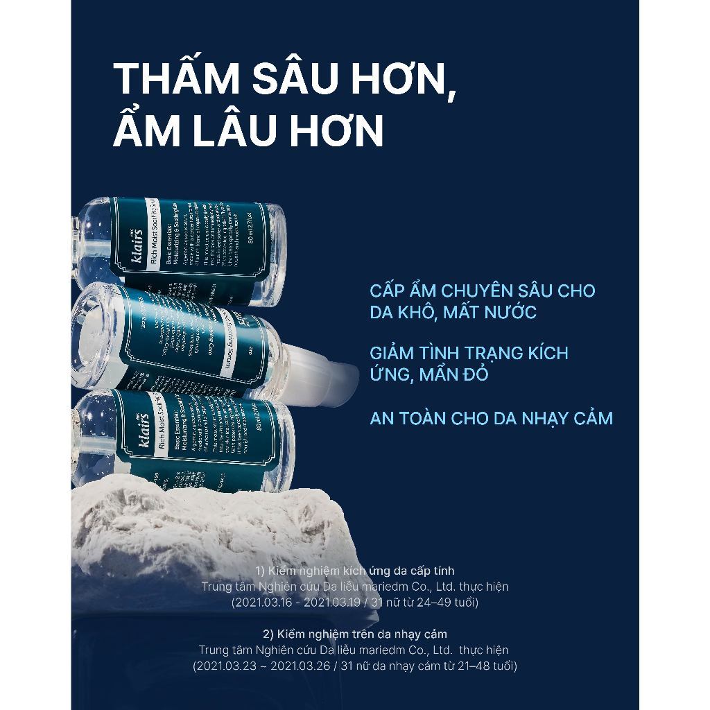 Tinh chất dưỡng da Dear, Klairs Rich Moist Soothing Serum hỗ trợ cấp ẩm và làm dịu mát da 80ml [FS]