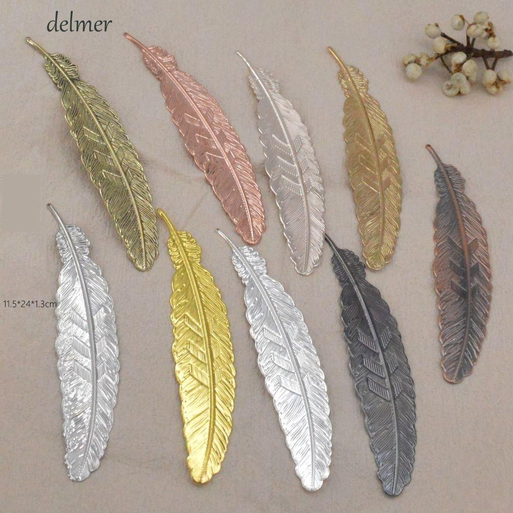 DELMER Lông Vũ Mặt Dây Đánh Dấu Trang, Phong Cách Dân Tộc Ins Kim Loại Lông Dấu Trang, Đạo Cụ Chụp Ảnh Đẹp Sáng Tạo DIY Handmade Bookmark Sinh Viên