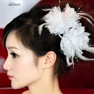 DELMER Hoa Lông Vũ Kẹp Tóc Trẻ Em Mỏ Vịt Kẹp Vintage Lưới Tóc Khiêu Vũ Thể Hiện Mũ Ngọt Ngào Thời Trang Thanh Lịch Dây Tóc Nữ Scrunchie