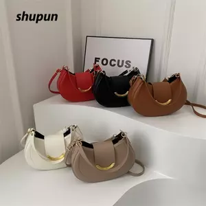Túi đeo nách SHUPUN, Túi đeo vai thông thường hợp thời trang, Túi xách da PU dung tích lớn rắn 2024 gợi cảm
