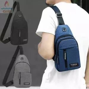 Túi đeo vai đeo chéo GILL, Túi đeo ngực nam Nylon bền nhiều túi, Dây đeo vai có thể điều chỉnh chống nước thông thường Thiết kế lỗ tai nghe Túi du lịch đa chức năng Sử dụng du lịch