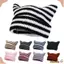 Mũ beanie Nhật Bản CHEESELY, Giữ ấm Punk Gothic Ins Mũ sọc quỷ nhỏ, Thời trang Unisex Y2K Bông tai mèo dễ thương Skullies Cap Nữ