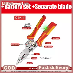 Littleloves1 Kìm Điện 8 Trong 1 Đa Năng Đa Năng Tước Dây Kìm Đo Điện Chống Trơn Trượt Dây Tước Kìm VN