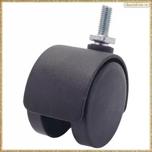 Thân có ren 6mm 40mm Bánh xe kép có thể xoay màu đen