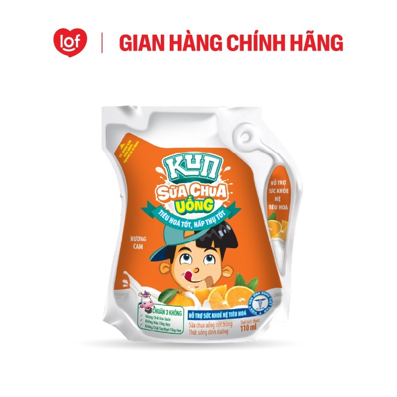 Sữa chua uống KUN vị cam thùng 24 túi x 110ml