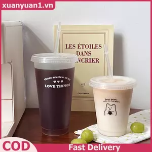 Bình Nước XUAN Cho Cà Phê Nước Trà Sữa Kawaii Nhựa Lạnh Cốc Có Nắp Ống Hút Di Động Có Thể Tái Sử Dụng Chai Uống BPA Free VN