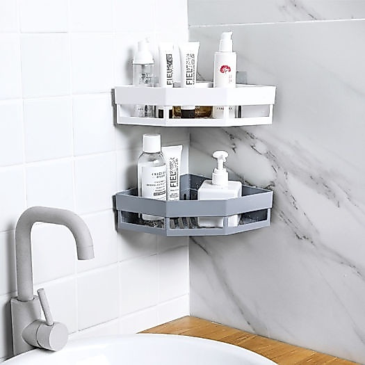 Khay tam giác dán tường Hokori Việt Nhật (5610) đựng vật dụng nhà tắm nhà bếp, Kệ đựng đồ đa năng nhựa PP cao cấp | BigBuy360 - bigbuy360.vn