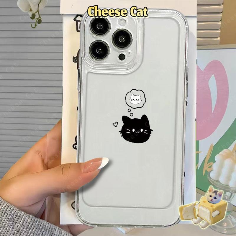 Ốp Lưng Điện Thoại Mèo Thiếu Cá Cho iPhone 16 17 14 15 Pro Max Xs Max XR 13 11 12 7 8 Plus Ốp điện thoại TPU trong suốt | BigBuy360 - bigbuy360.vn