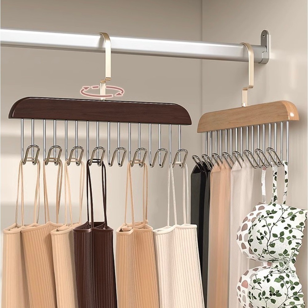 Móc Treo Gỗ Đa Năng 8 Móc Xoay 360 Độ - Tiết Kiệm Diện Tích, Treo Cà Vạt, Thắt Lưng, Phụ Kiện